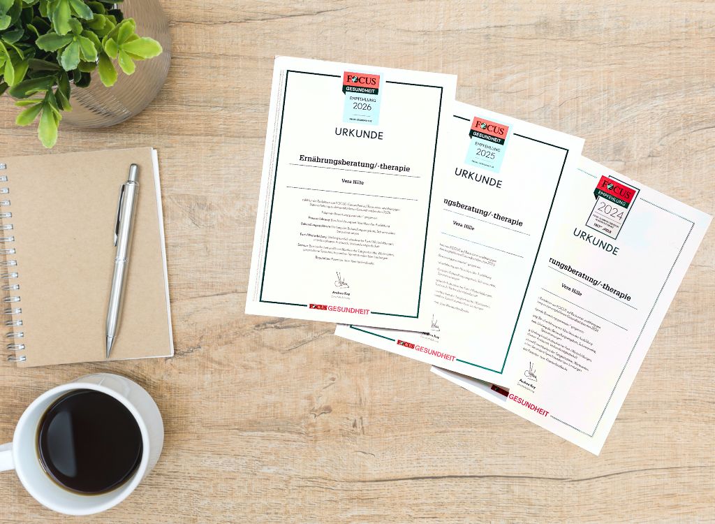 Auch in 2026 ist die PEAK FORM Ernährungsberatung von Vera Hille wieder auf der Empfehlungsliste von Focus Gesundheit